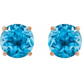 14K Rose 7 mm Natural Swiss Blue Topaz Stud Earrings